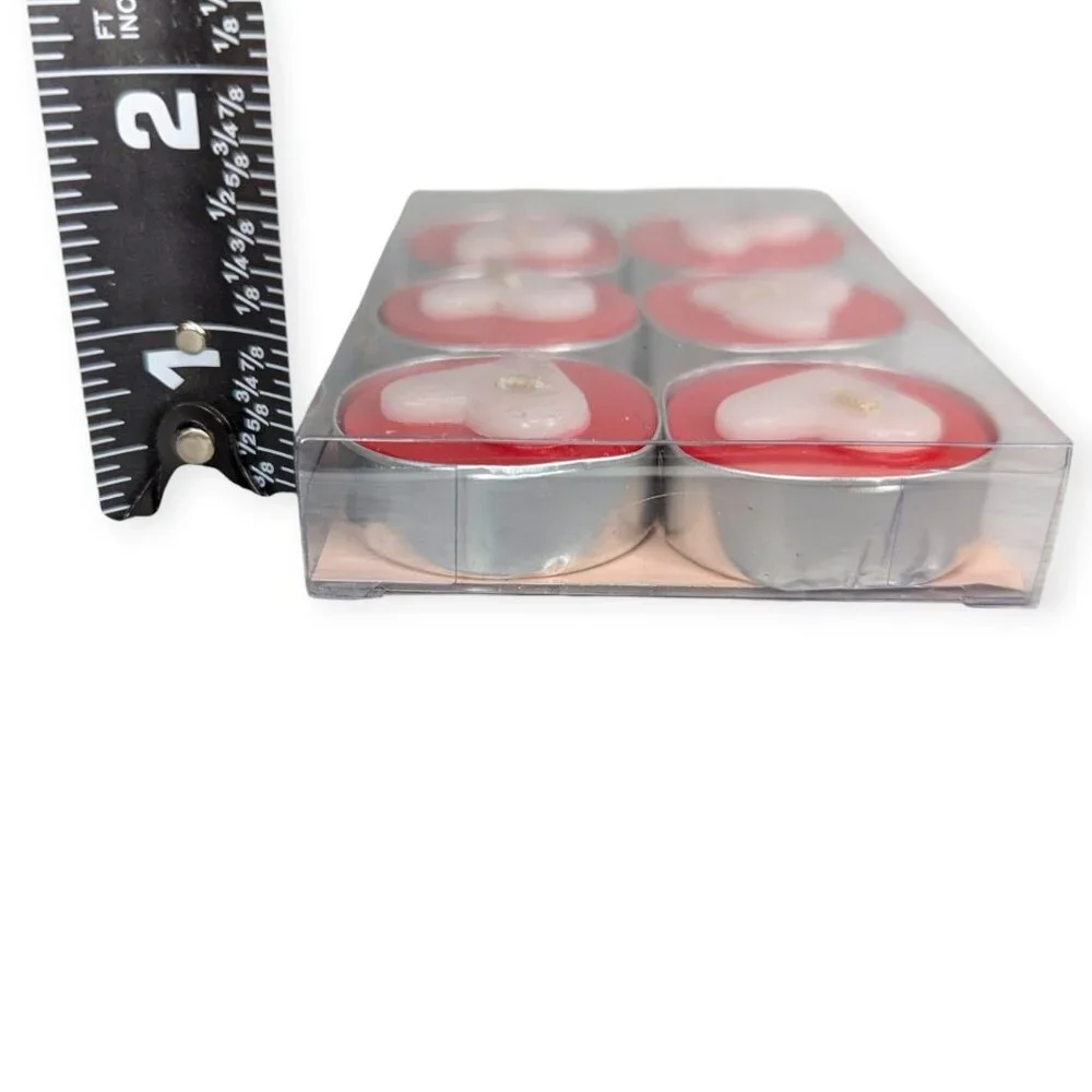 Crate & Barrel Heart-Shaped Tealight Candles Set of 6 NIB 382-649